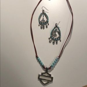 Harley Davidson matching necklace and earrings